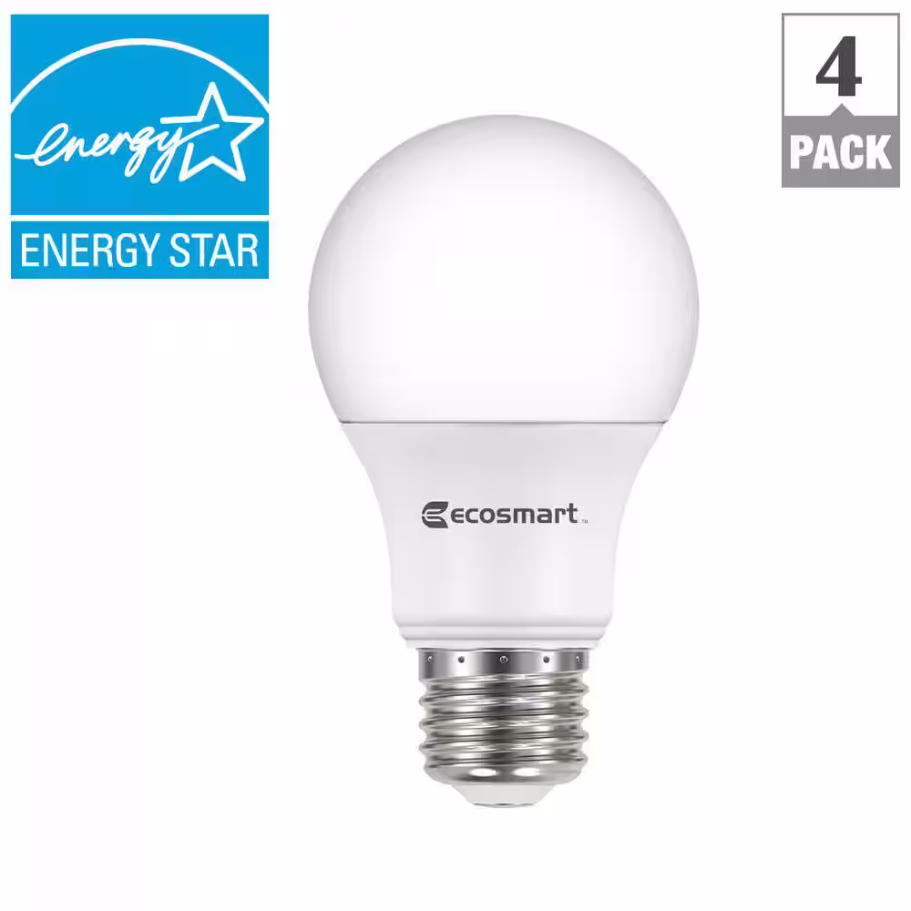 EcoSmart 40-Watt Equivalent A19 Dimmable LED Light Bulb Soft White (4-Pack)