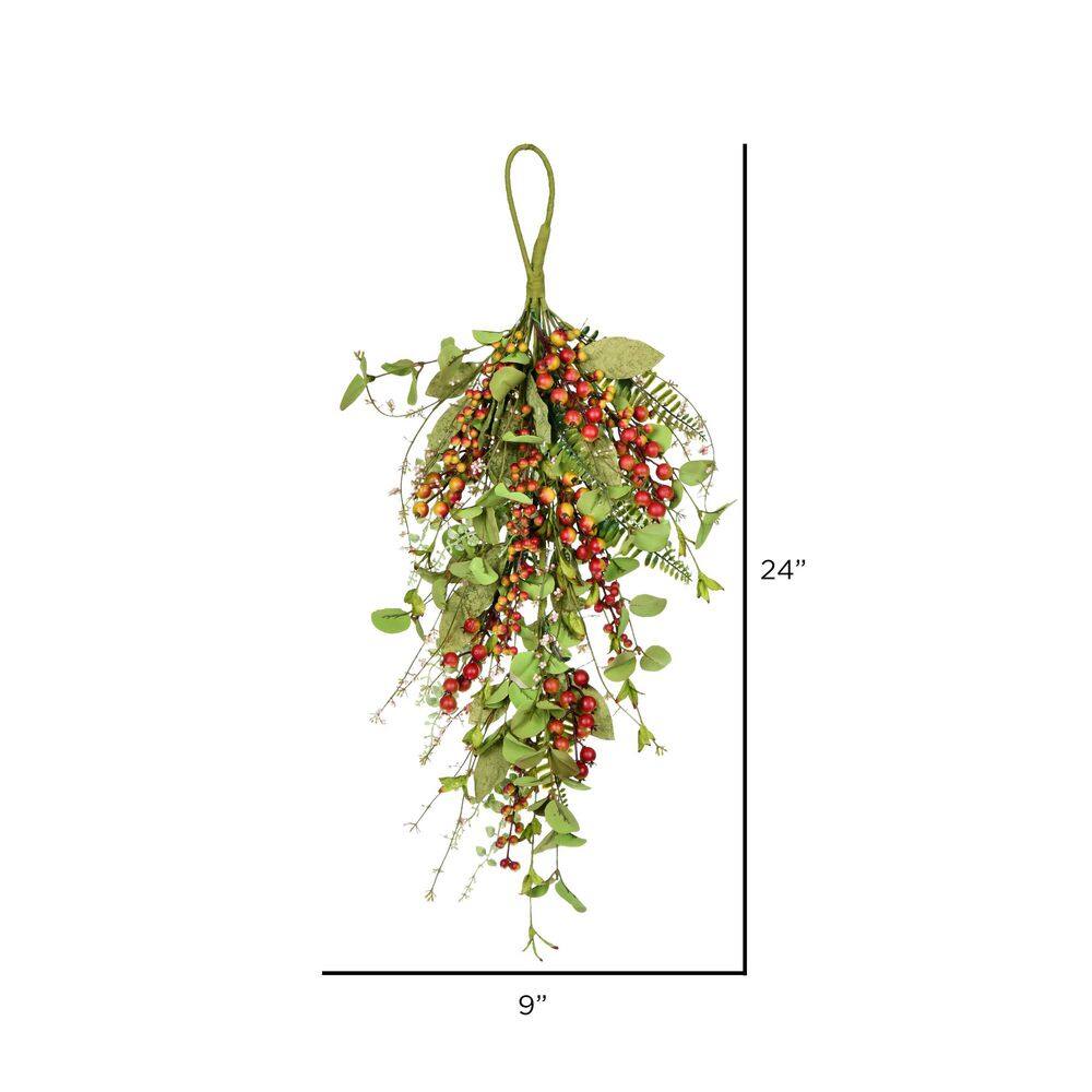 Vickerman 2 ft. Orange Artificial Garland Mixed Leaf Fall Teardrop