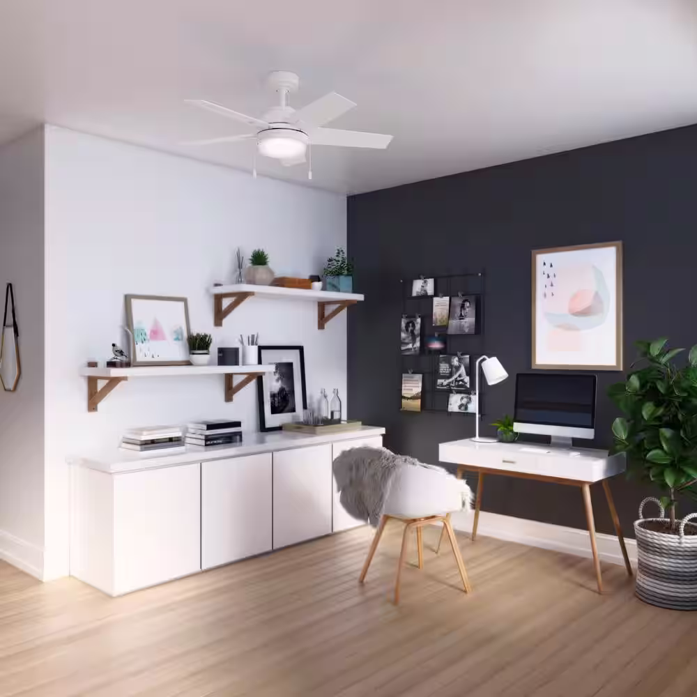 Hunter Bartlett 44 in. LED Indoor Fresh White Ceiling Fan with Light Kit