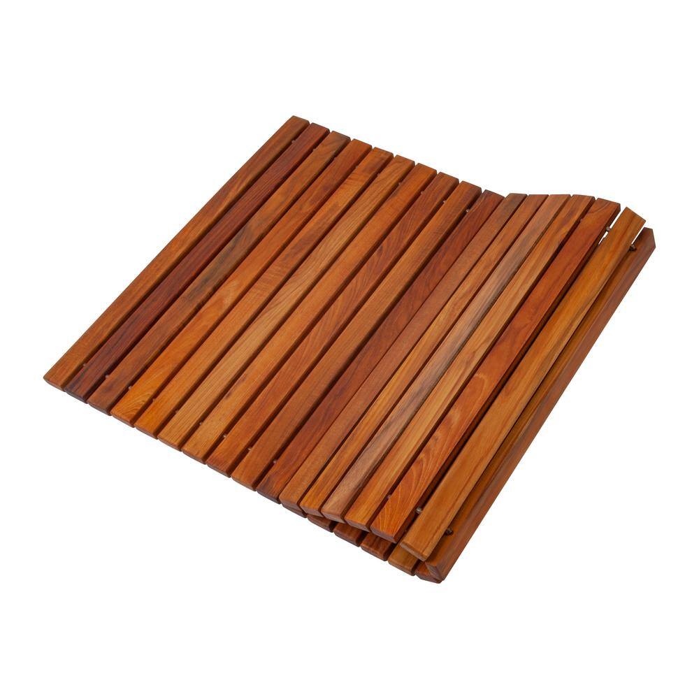 None Oiled Brown Teak Indoor and Outdoor Shower/Bath String Mat 31.4 in. x 19.6 in.