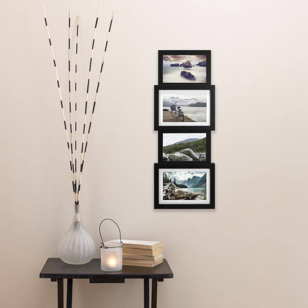 Malden International Designs Malden 4 in. x 6 in. and 5 in. x 7 in., 4-Pack Black Collage Picture Frame Opening,