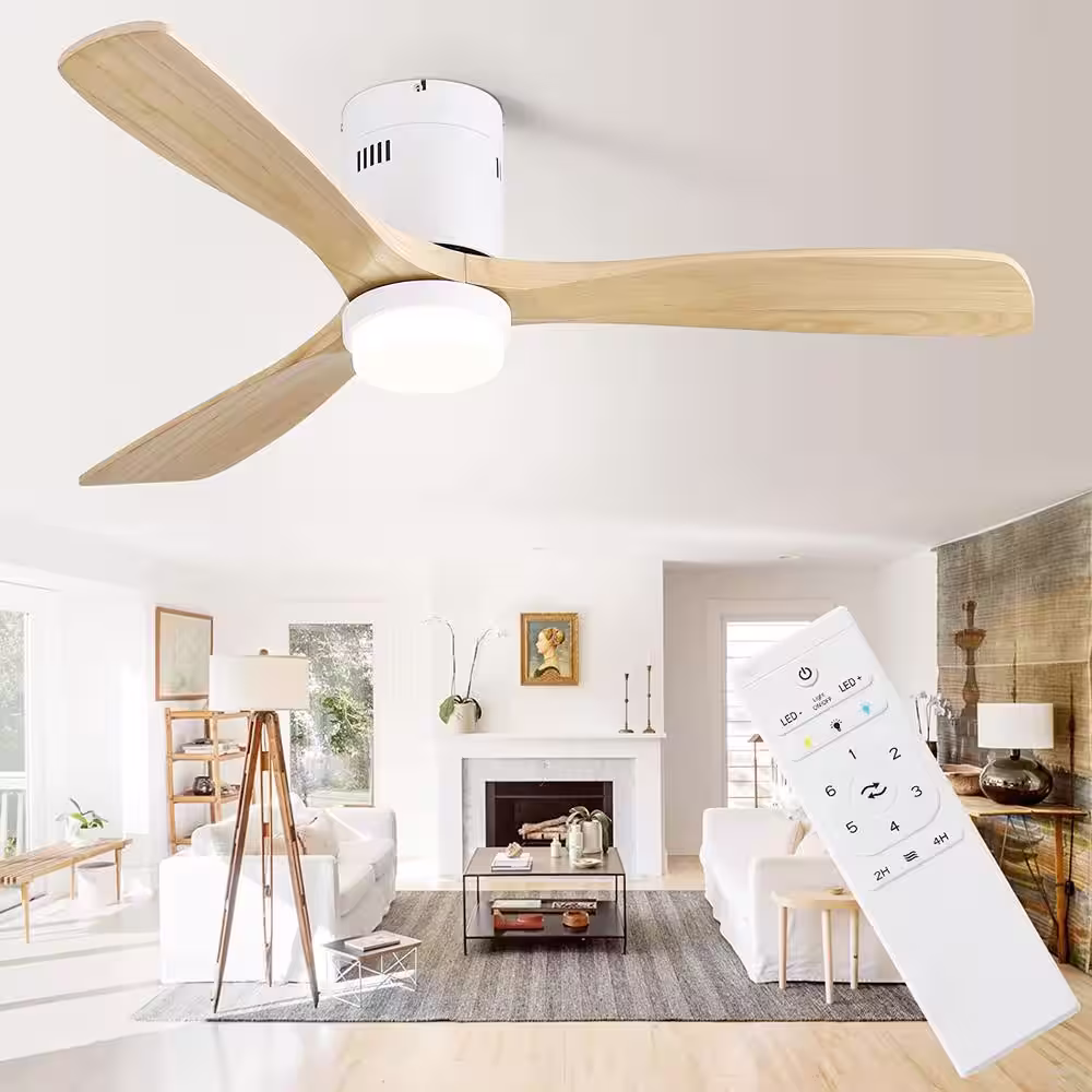 Sofucor 52 in. Changing Integrated LED Indoor/Outdoor White Ceiling Fan with Light Kit and Remote Control