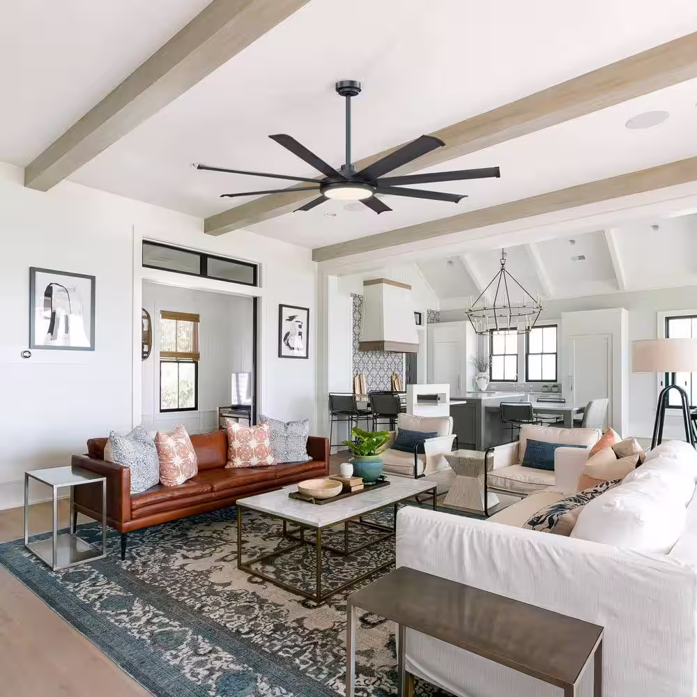 Flint Garden 60 in. Indoor Integrated Dimmable LED Matte Black 8-Blades Ceiling Fan with Light and Remote Control