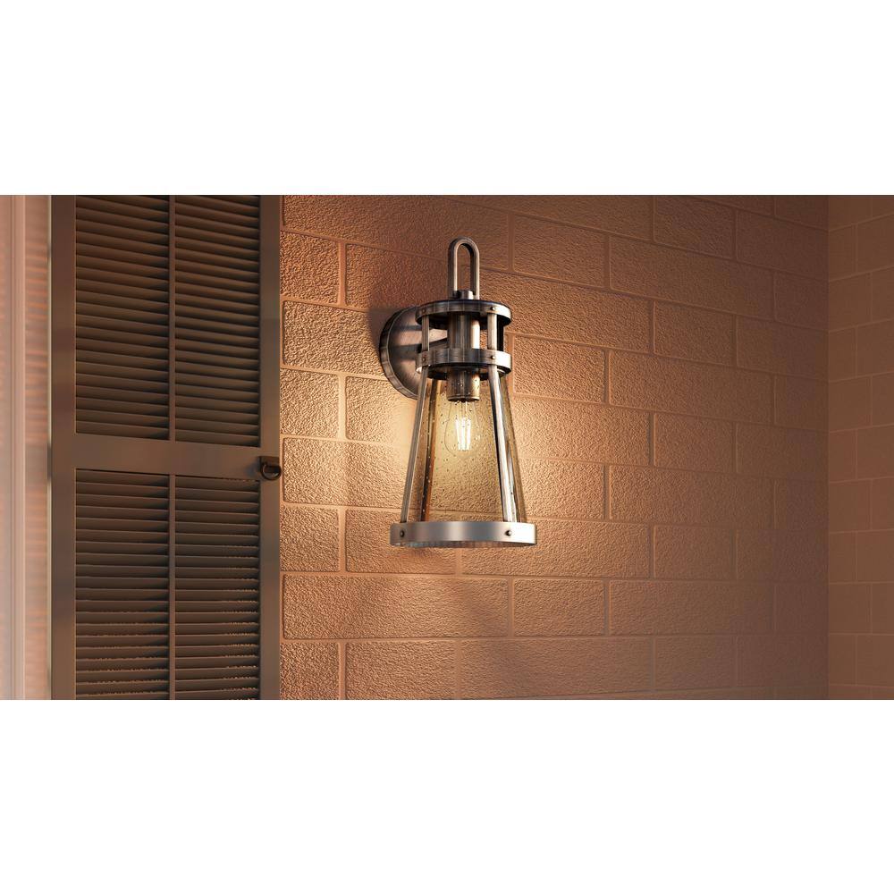Quoizel Barber 1-Light Antique Brushed Aluminum Outdoor Wall Lantern Sconce