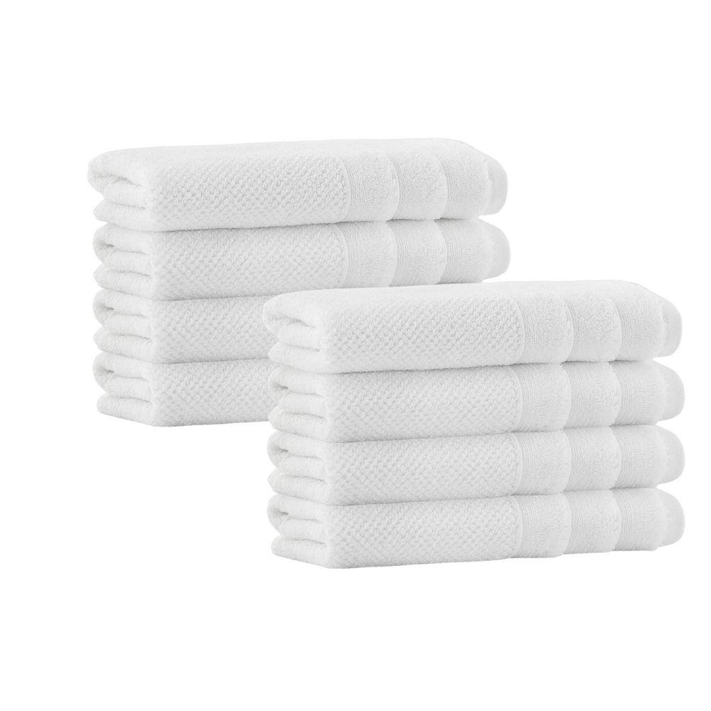 None Veta 8-Pieces White Turkish Cotton Hand Towels