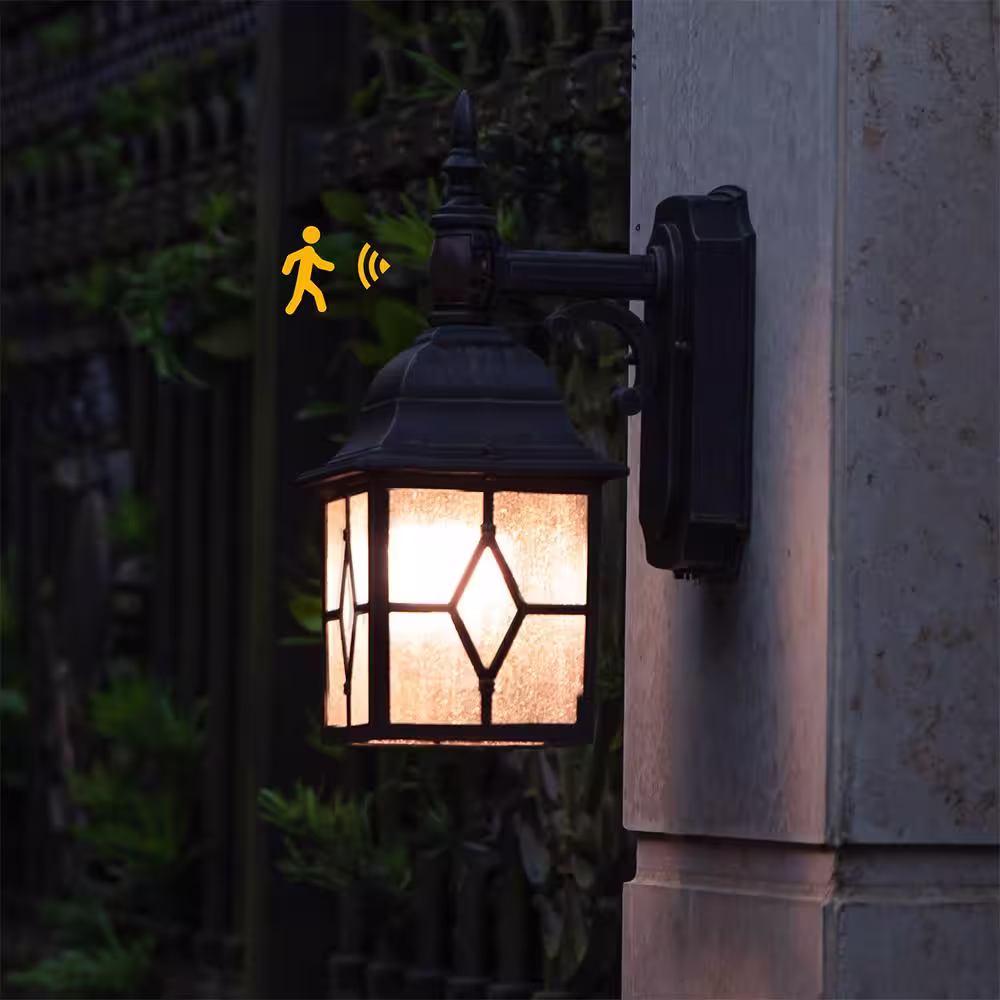 None 1-Light Bronze Motion Sensing Outdoor Wall Lantern Sconce