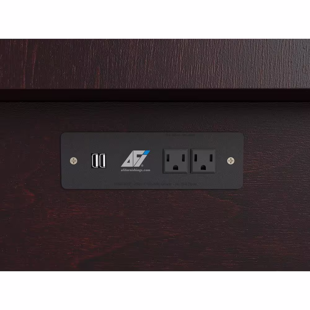 AFI Nantucket Murphy Bed Espresso Queen Chest with Charging Station and Coolsoft Mattress