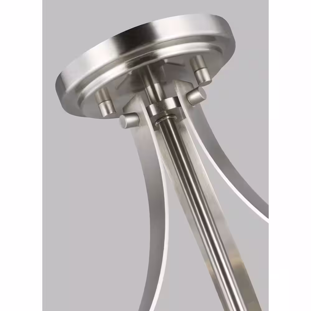 Generation Lighting Elmwood Park 19 in. 3-Light Brushed Nickel Semi-Flush Mount with Satin Etched Glass Shade