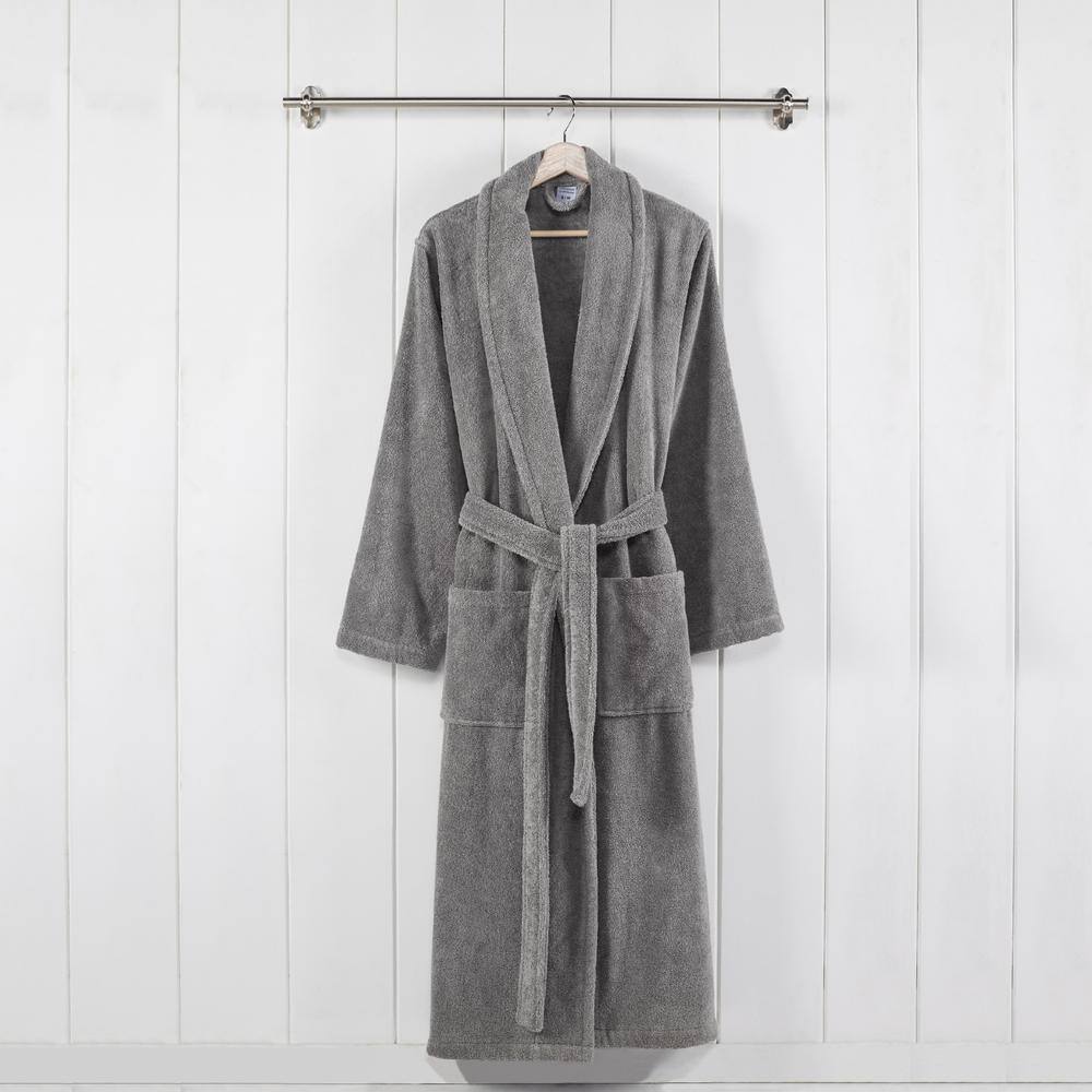 MODERN THREADS 100 % USA Cotton Classic Bathrobe with Shawl Collar Stone Large/X Large