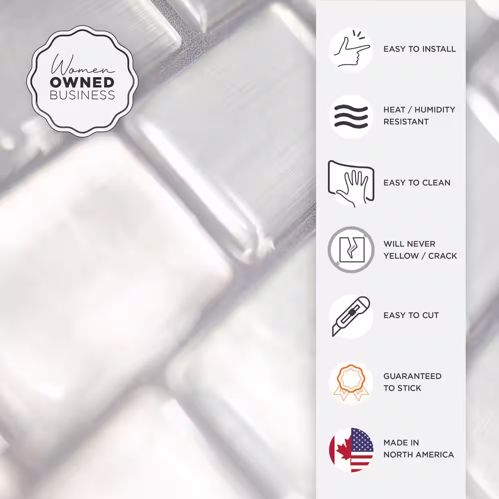 smart tiles Ravenna Inox 9.80 in W x 9.74 in Vinyl H Gray Peel and Stick Self-Adhesive Mosaic Wall Tile Backsplash (4-Pack)