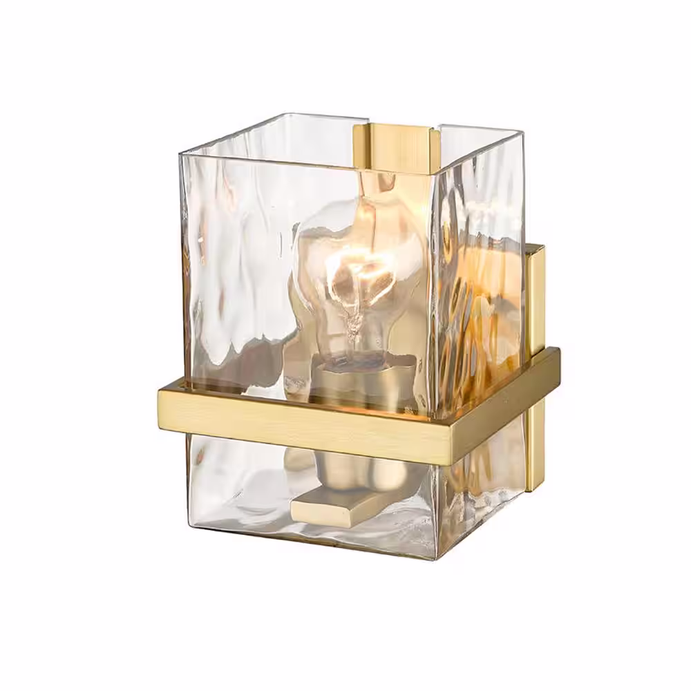 None Bennington 5.5 in. 1-Light Modern Gold Wall Sconce with Clear Glass Shade