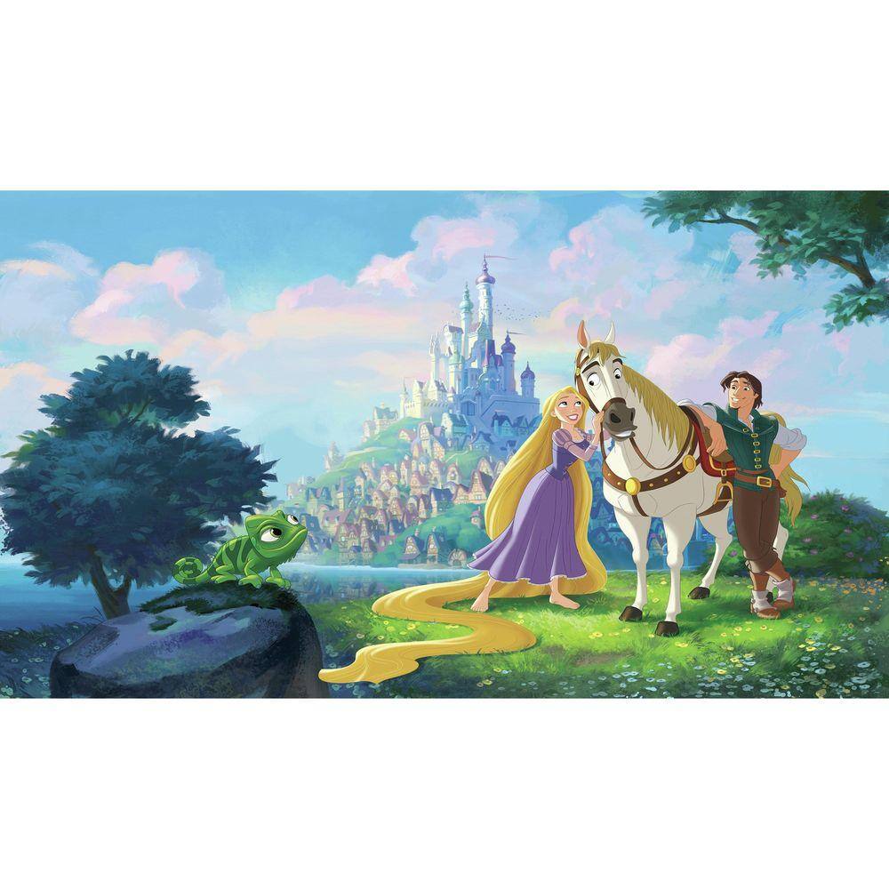 RoomMates 72 in. x 126 in. Disney Princess Tangled XL Chair Rail 7-Panel Prepasted Mural