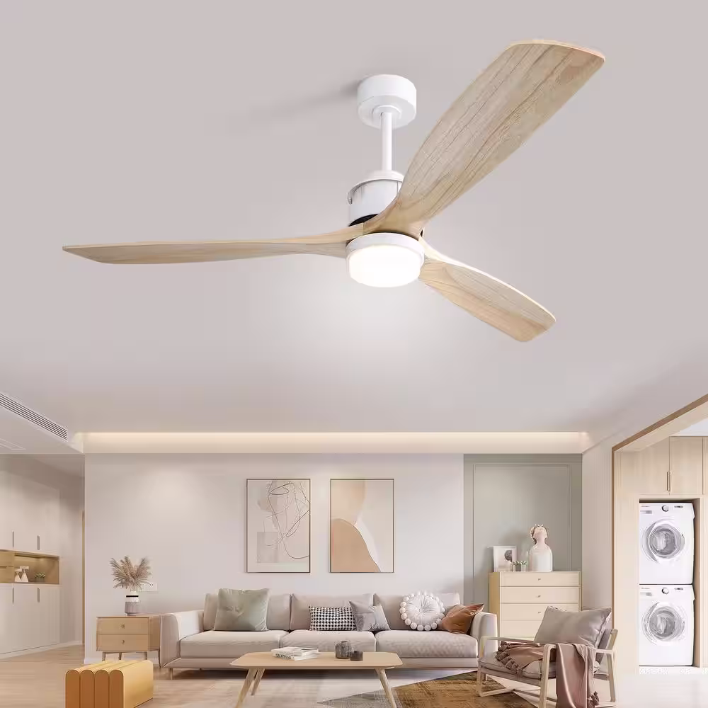 Sofucor 60 in. Integrated LED Indoor/Outdoor White Ceiling Fan with Light Kit and Remote Control