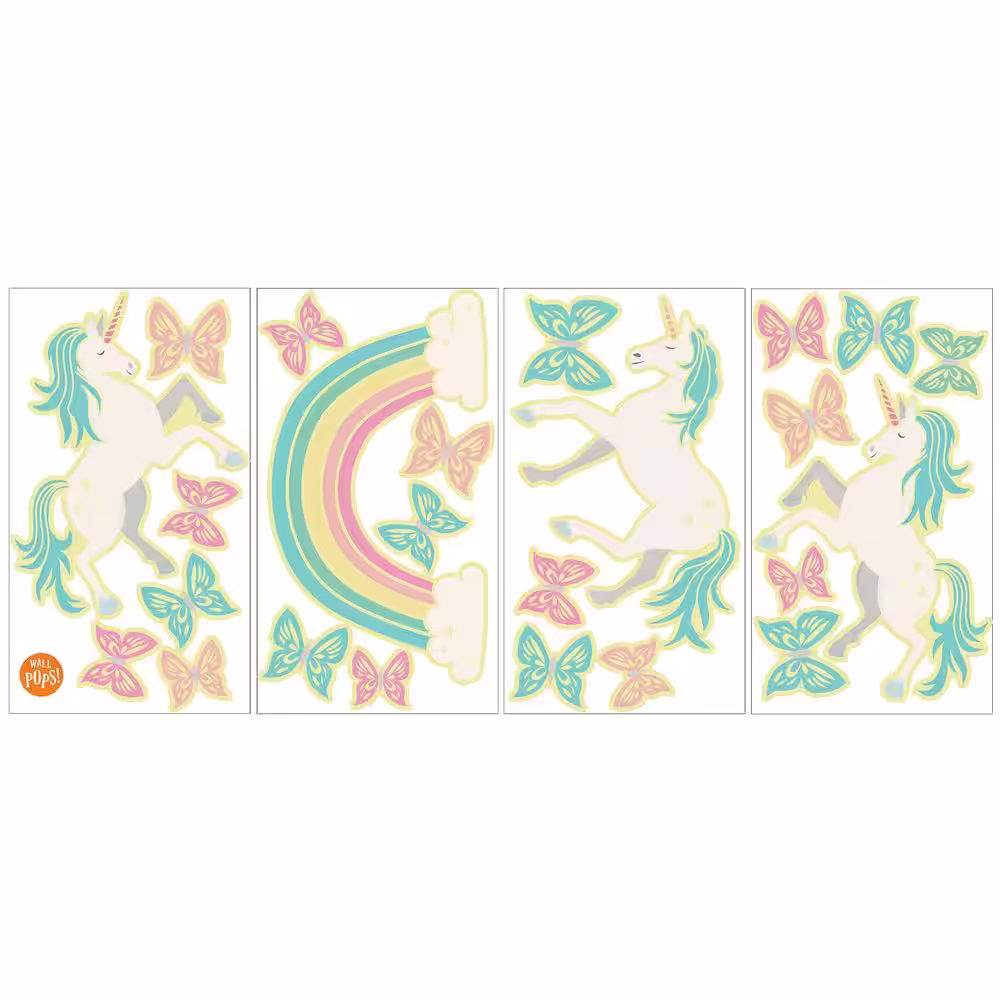 WallPops Enchanting Unicorns Glow in the Dark Wall Art Kit Wall Decals