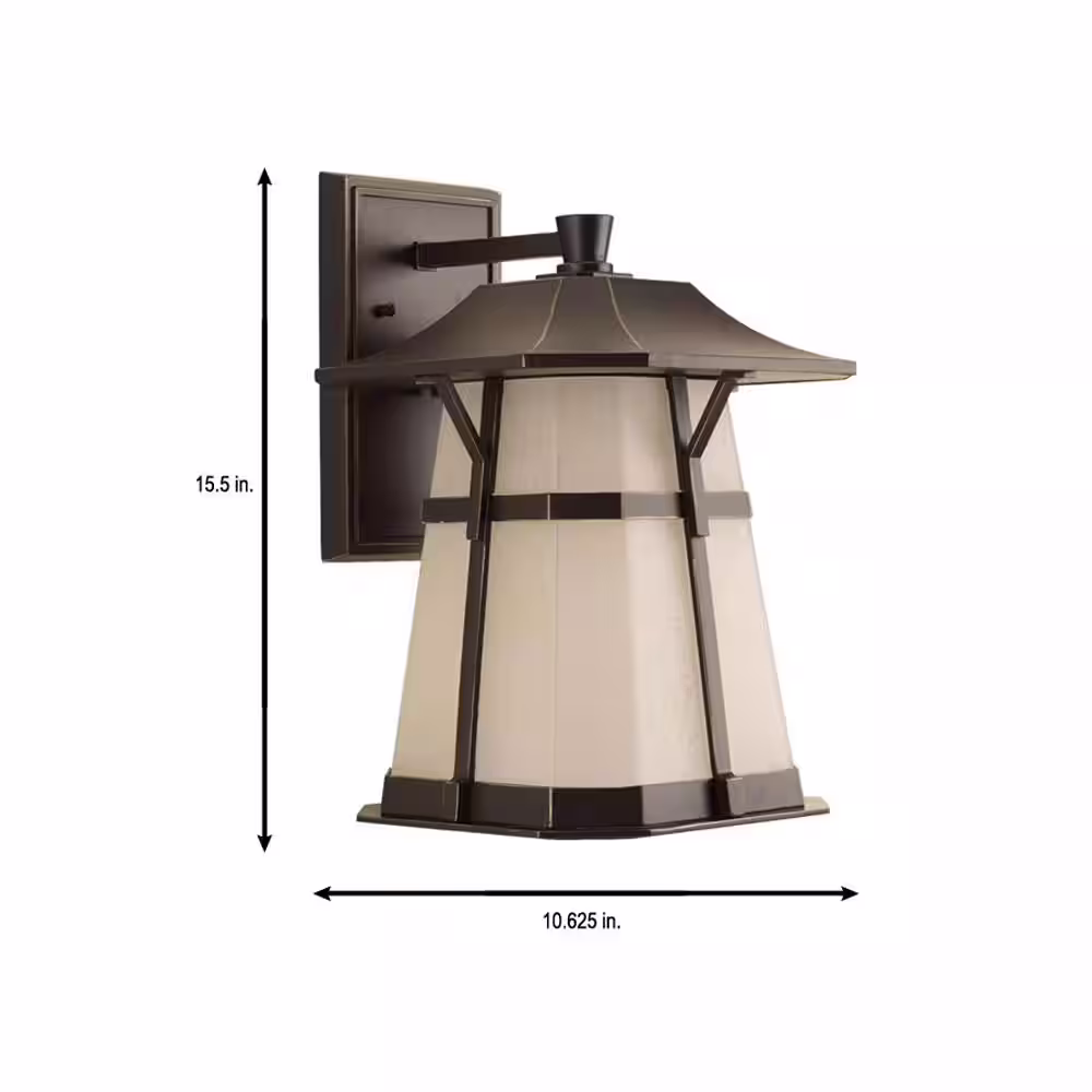 Progress Lighting Derby Collection 1-Light 15.5 in. Outdoor Antique Bronze LED Wall Lantern Sconce