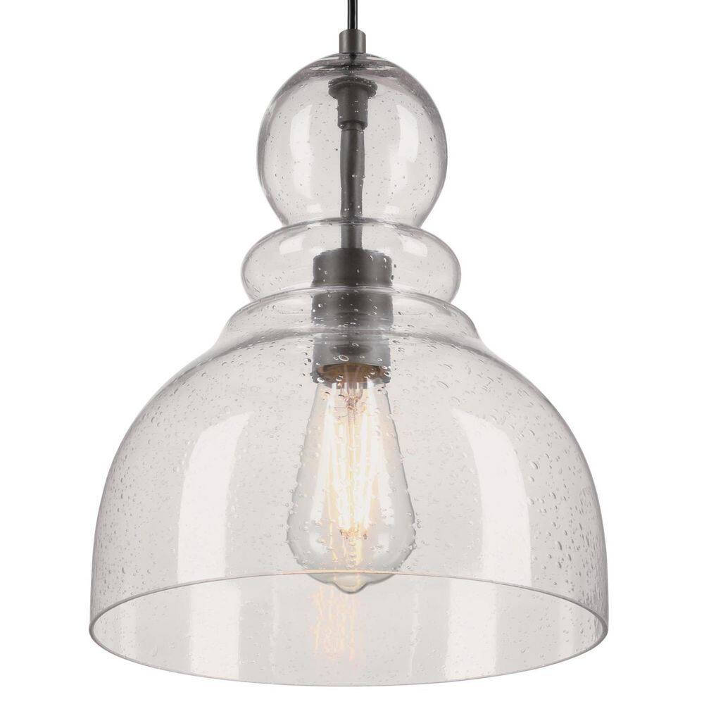 Westinghouse Fiona 1-Light Black-Bronze with Highlights Shaded Pendant and Clear Seeded Glass