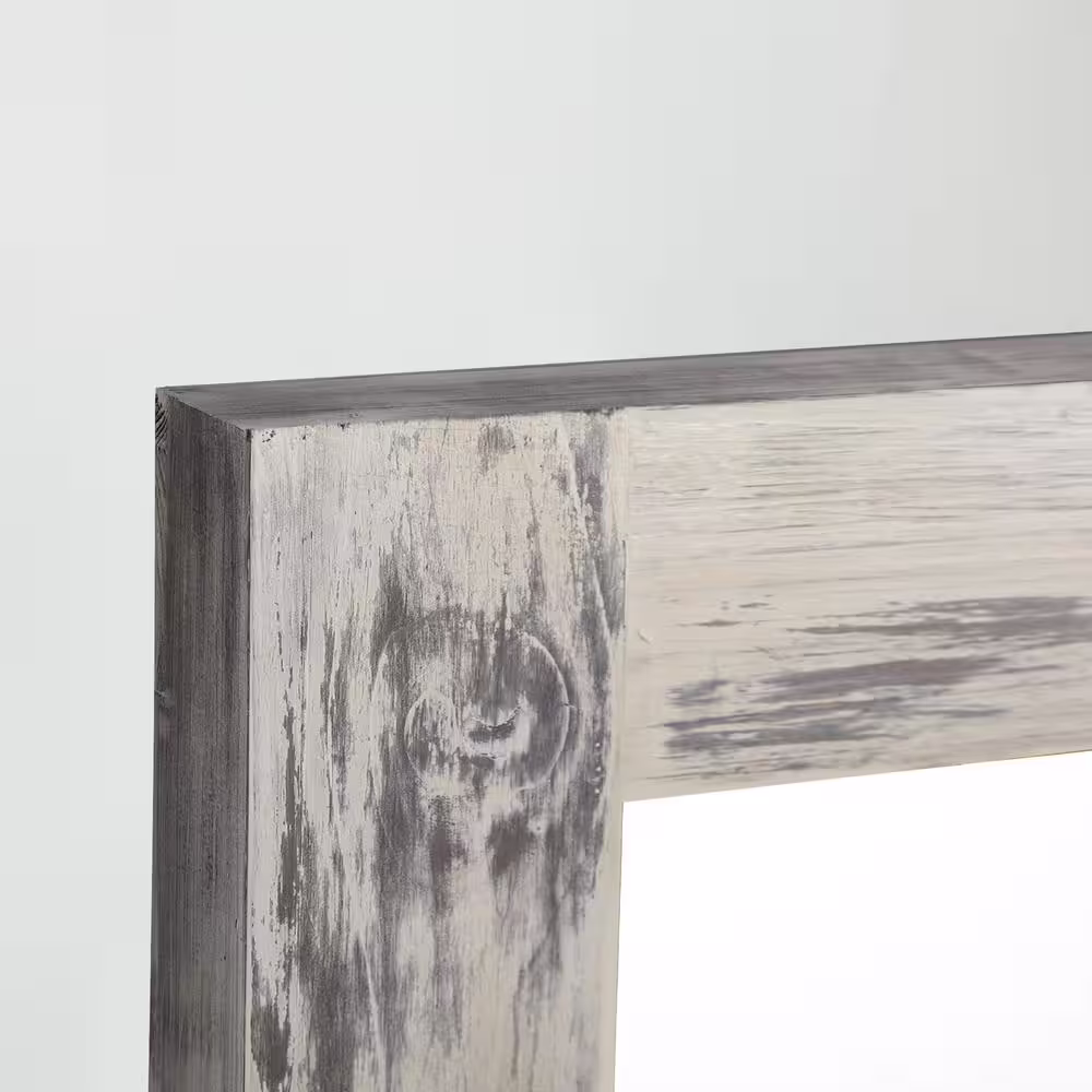 None 71 in. x 32 in. Rustic Rectangle Framed White Floor Leaning Mirror 1-Piece