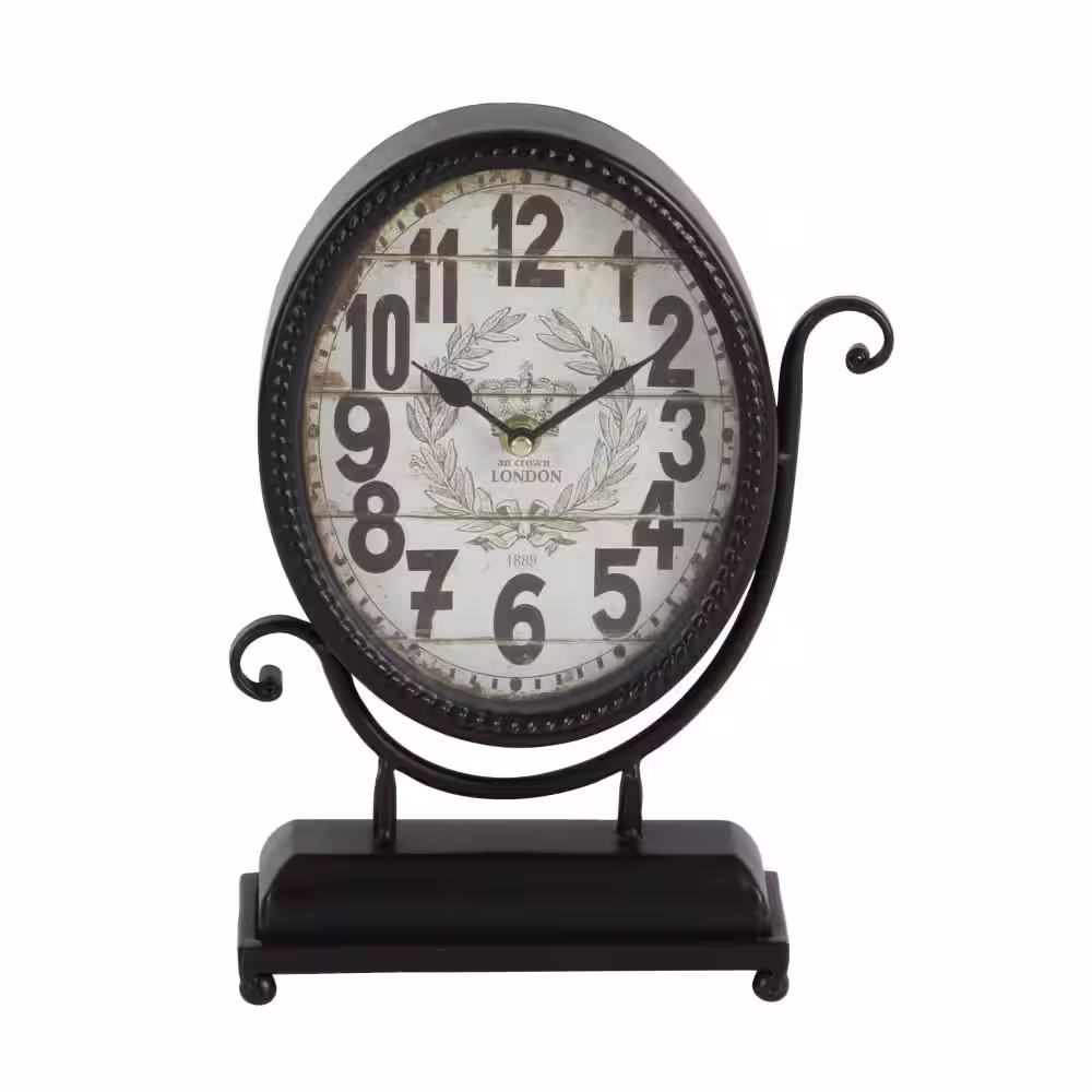 Litton Lane Black Metal Scroll Analog Clock (Set of 4)