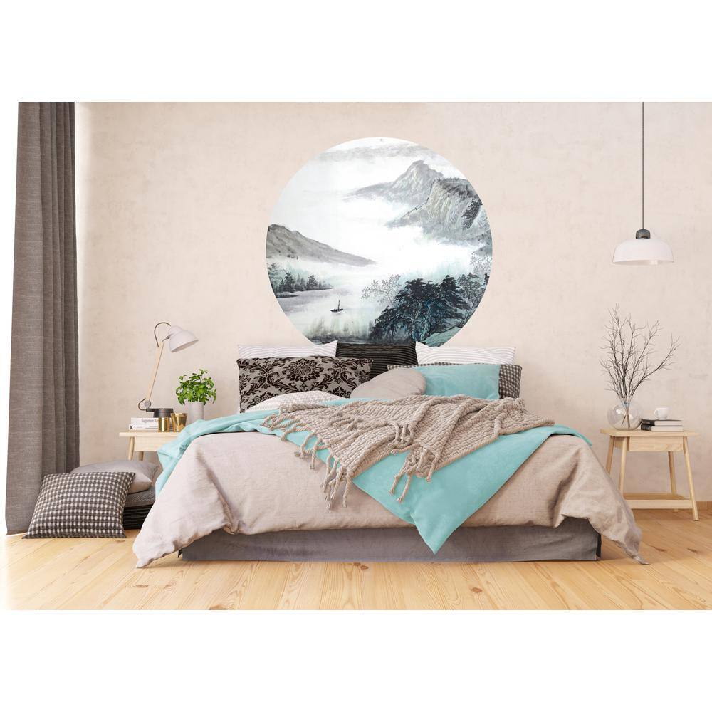 Dundee Deco Falkirk Airdrie Abstract Watercolor Mountain Peel and Stick Circular Wall Mural