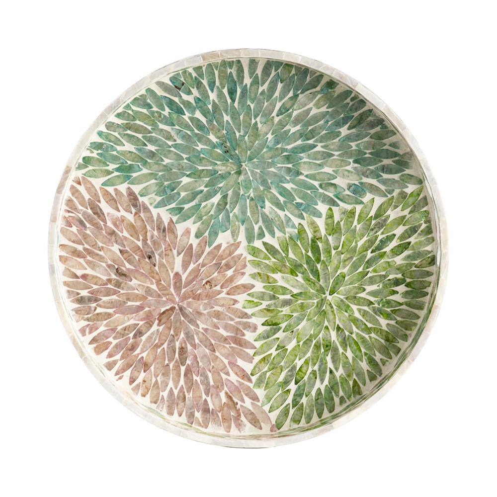 None 14 in.Dia. x 2 in. Multi Round Capiz Tray