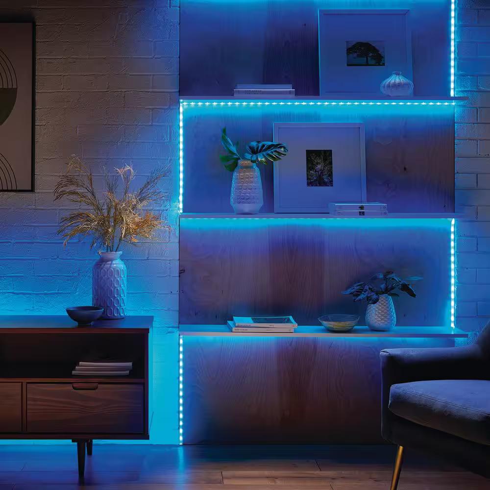 EcoSmart 32.8 ft. RGB Color Changing Dimmable LED Strip Light with Remote Control