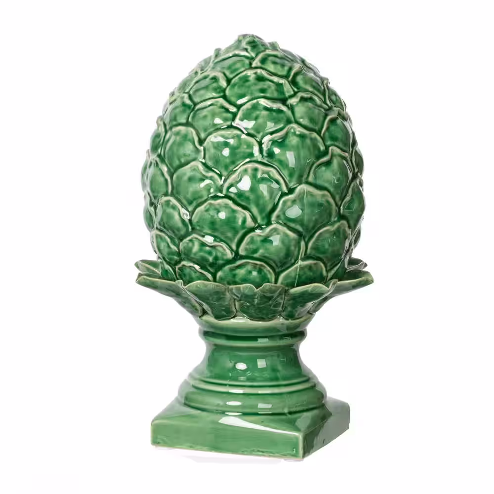 A & B Home Vintage Green Large Helsa Blooming Artichoke Decor Accent