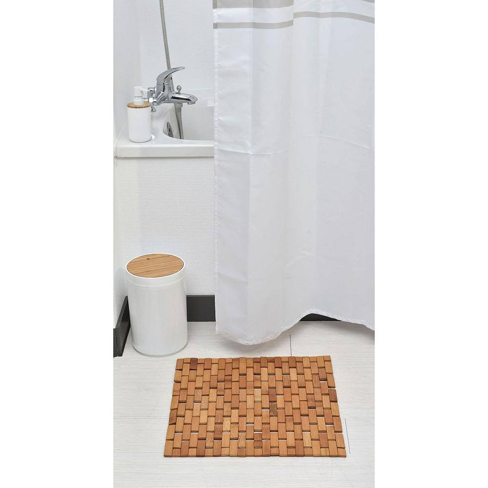 None Bath Slats Roll-Up Foldable Shower Door Rug Anti-Slippery Natural 18