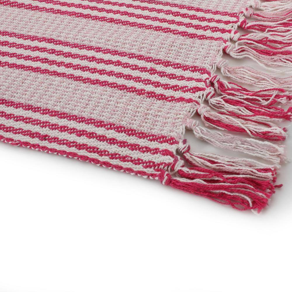 Noble House Belvoir Pink and Ivory Fabric Throw Blanket
