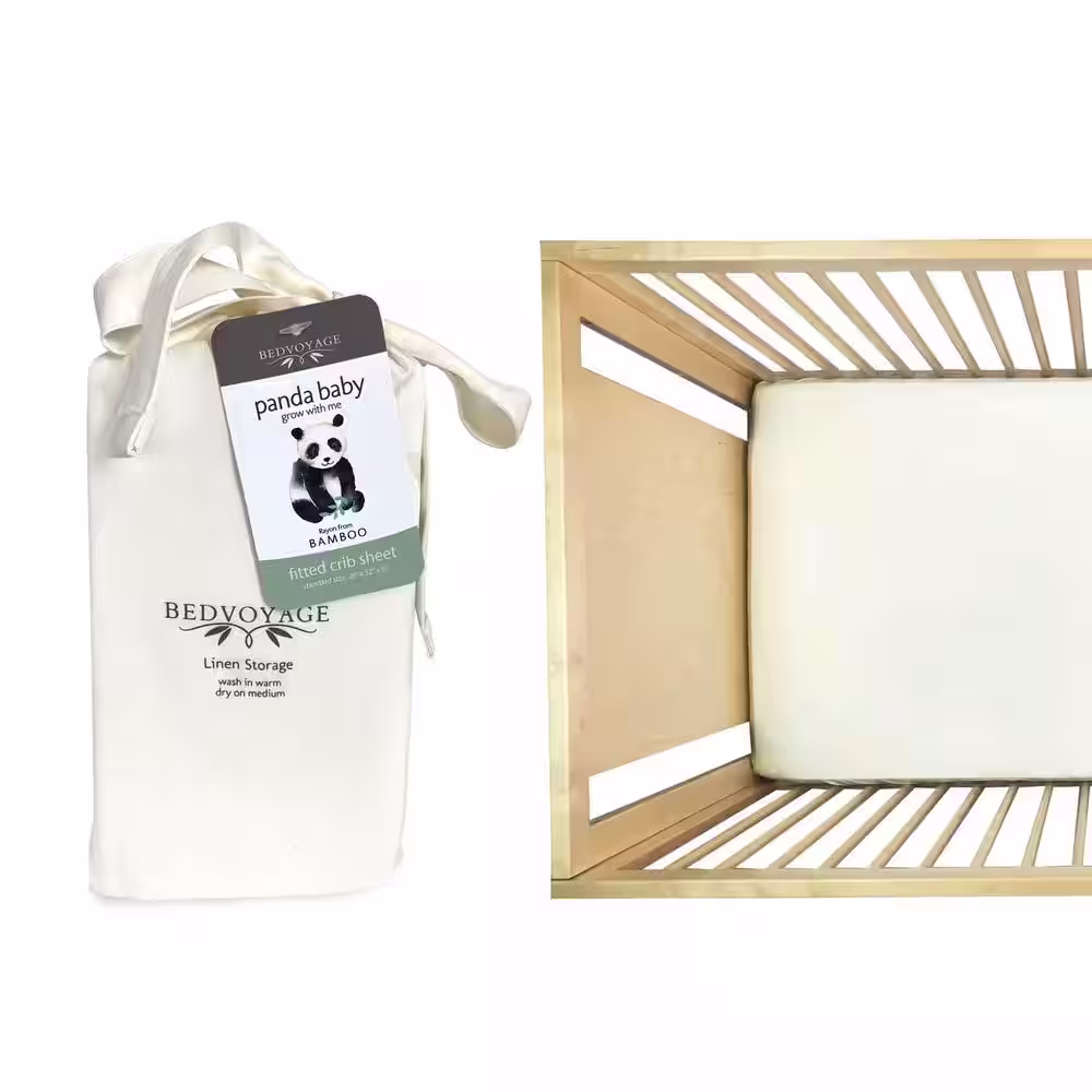 BEDVOYAGE Panda Baby 100% viscose from Bamboo Fitted Crib Sheet - Ivory