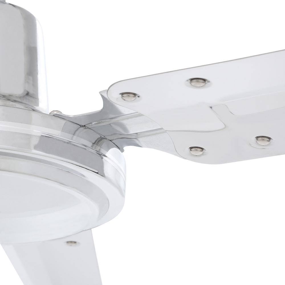 None 56 in. Indoor Chrome Industrial Fan with 3 Metal Blades and 4-Speed Wall Control