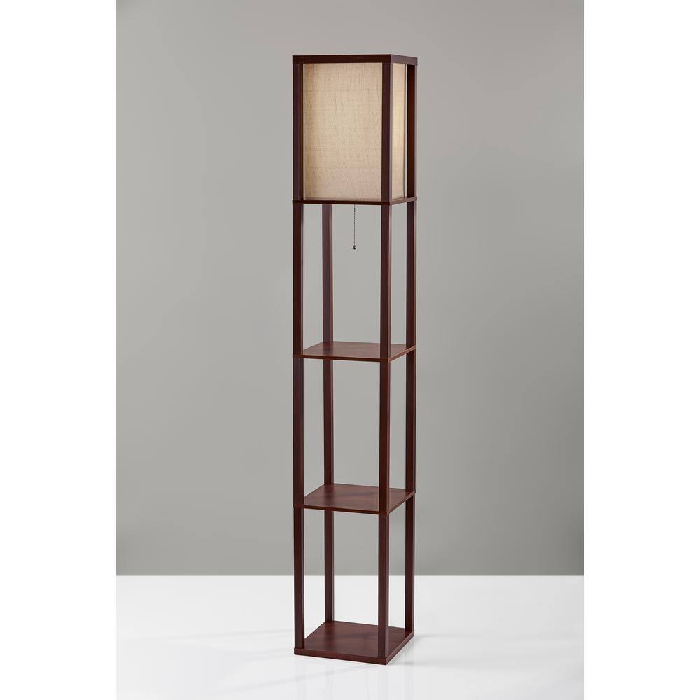 Adesso Wright 63 in. Walnut Wood Veneer Floor Lamp