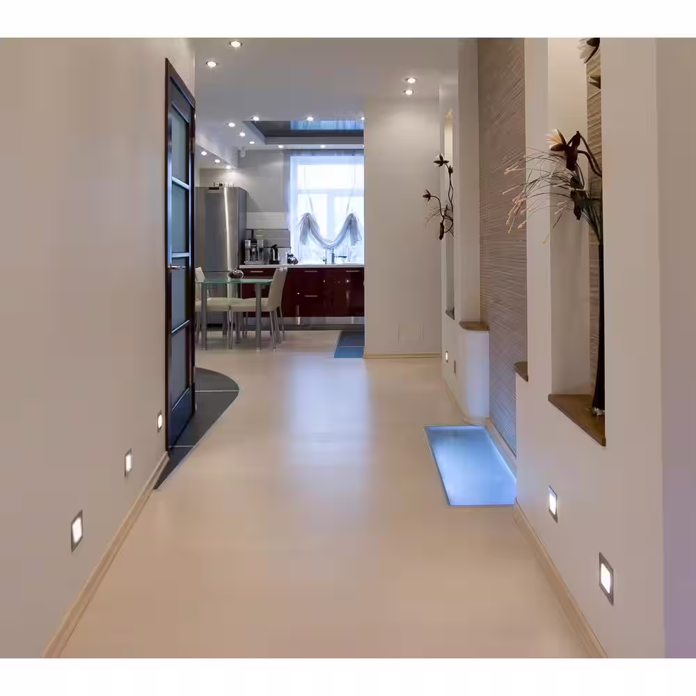 NICOR Square White Indoor and Outdoor Integrated LED Landscape Step Light