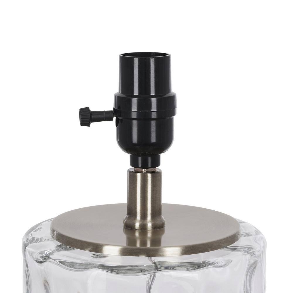 Alsy 24 in. Clear Water Glass Table Lamp with Off White Shade