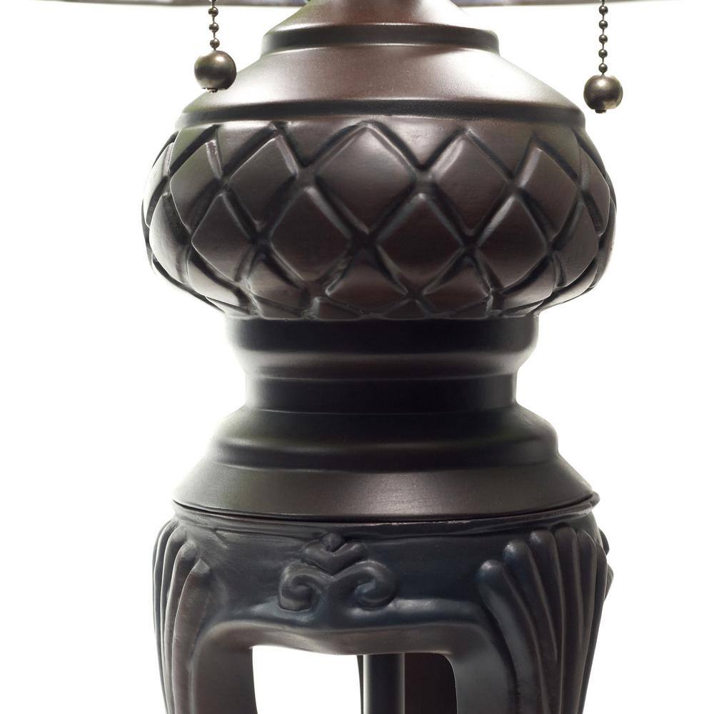 River of Goods Esme 33.25 in. Antique Bronze and Multi-Color Tiffany-Style Tulip Stained Glass Table Lamp