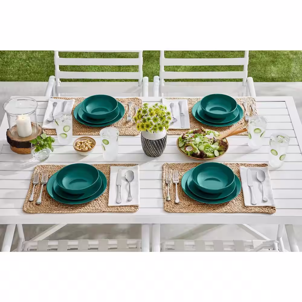 StyleWell Taryn Melamine Dinner Bowls in Gloss Malachite Green (Set of 6)