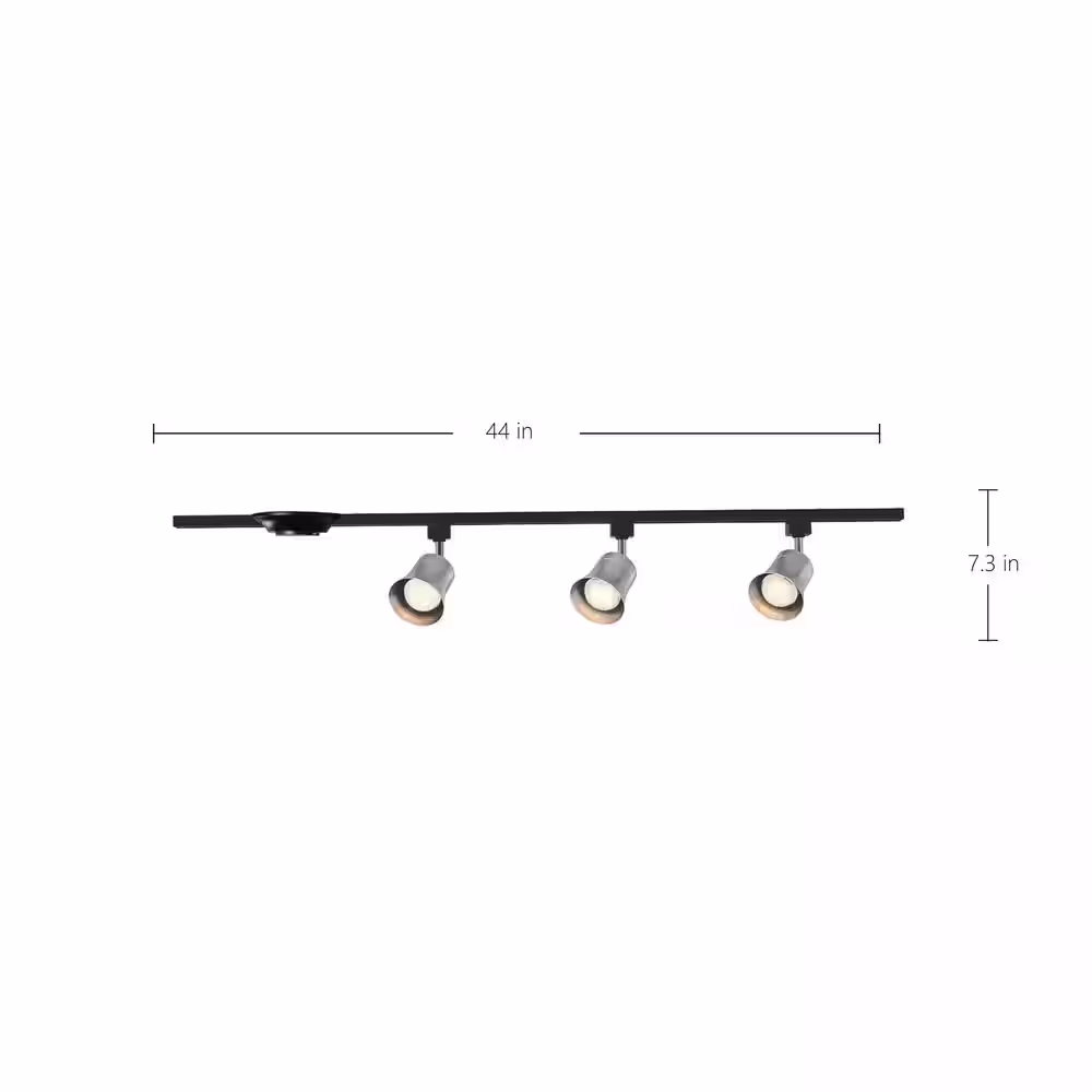 Hampton Bay Flared Brushed Nickel 3-Light Integrated LED Linear Track Lighting Step Head
