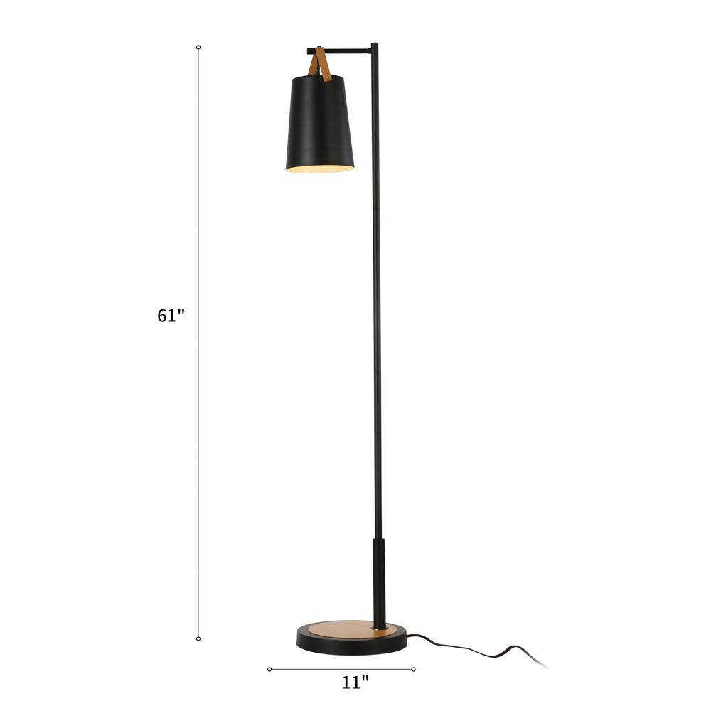 Cedar Hill 61 in. Black Metal Arched Floor Lamp with Shade