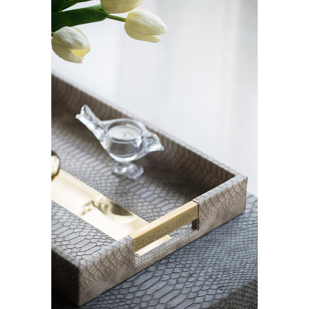 None Brown Gold Decorative Tray