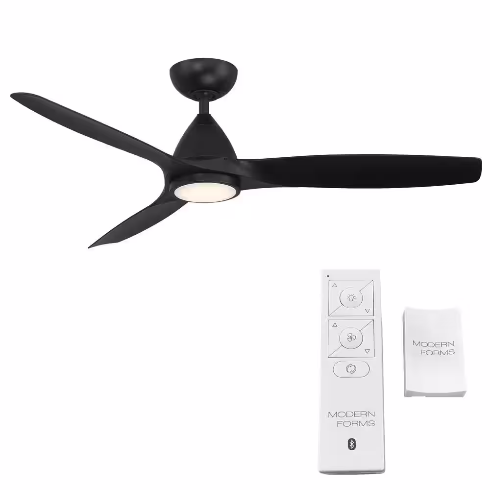 Modern Forms Skylark 54 in.3-Blade Smart Matte Black Ceiling Fan 3000K Integrated LED and Remote Control