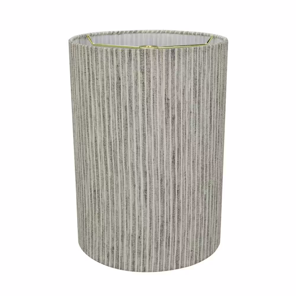 Aspen Creative Corporation 8 in. x 11 in. Light Grey with Striped Pattern Drum/Cylinder Lamp Shade