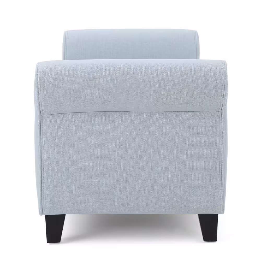 Noble House Keiko Tufted Light Sky Blue Fabric Armed Storage Bench