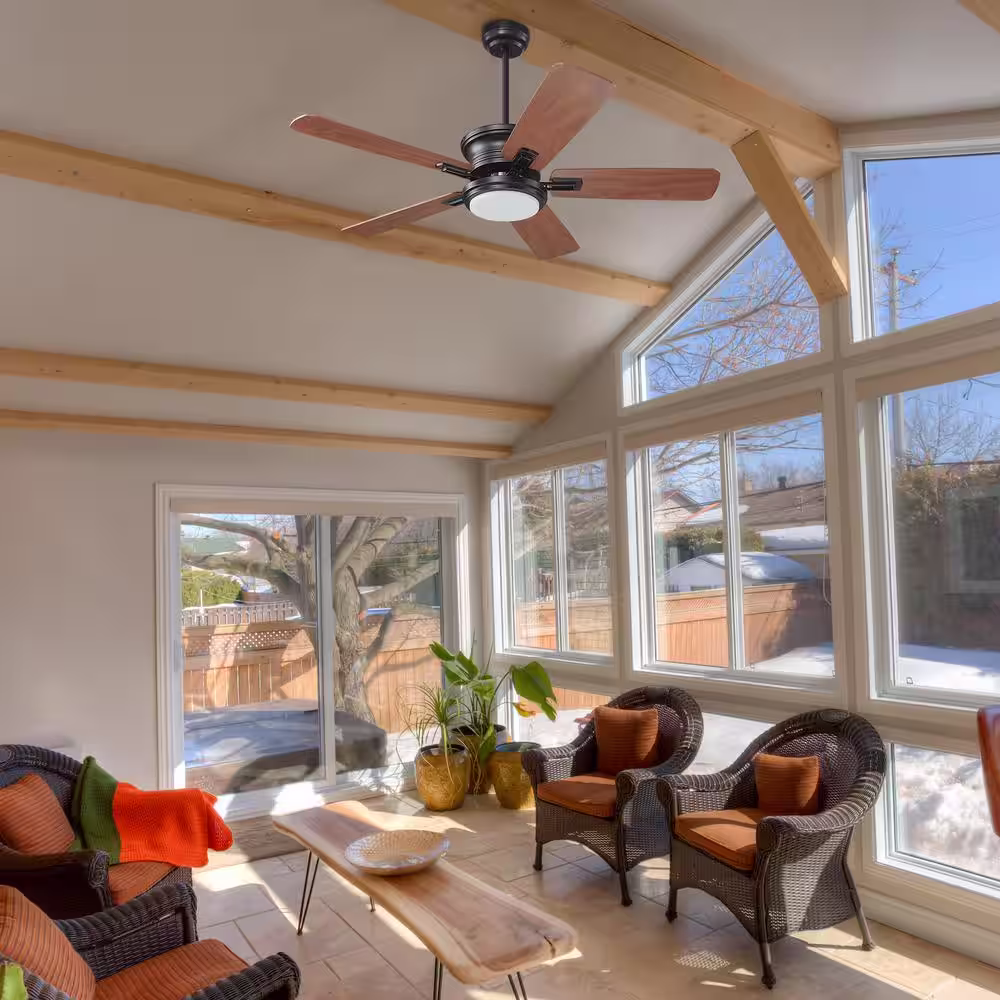 CARRO Glacier 52 in. Dimmable LED Indoor/Outdoor Black Smart Ceiling Fan with Light and Remote, Works with Alexa/Google Home