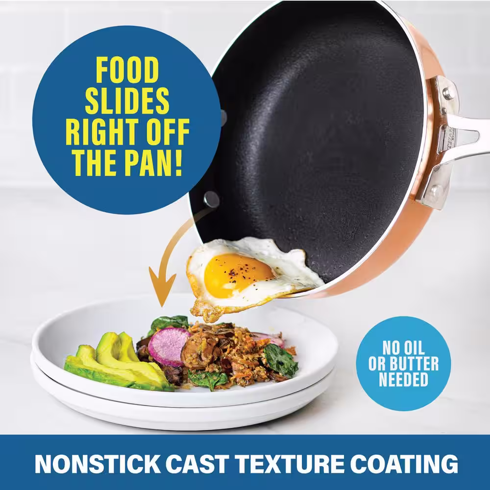 Gotham Steel StackMaster 10- Piece (7 in. and 9 in.) Aluminum Cast Textured Ceramic Nonstick Coating Cookware Set with Utensils