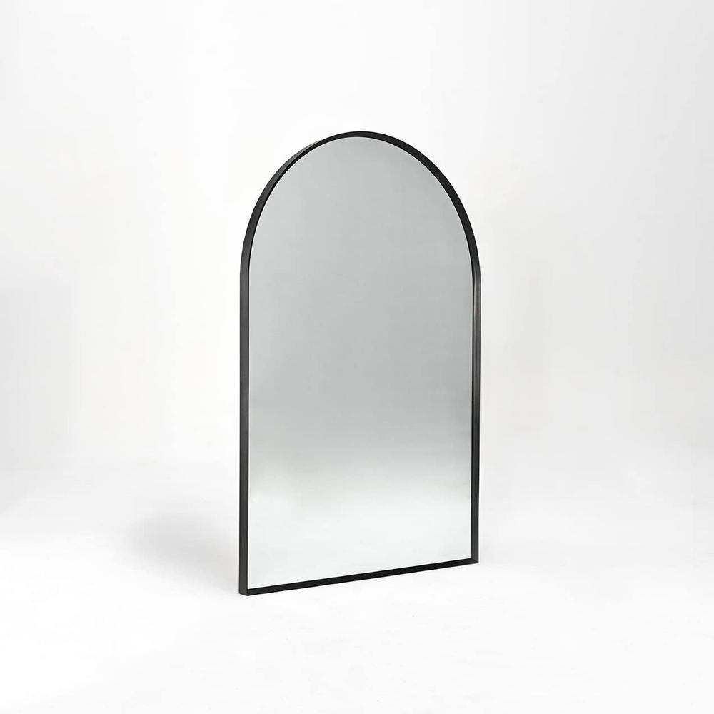 None 24 in. W x 36 in. H Modern Arch Aluminum Framed Black Wall Bathroom Vanity Mirror