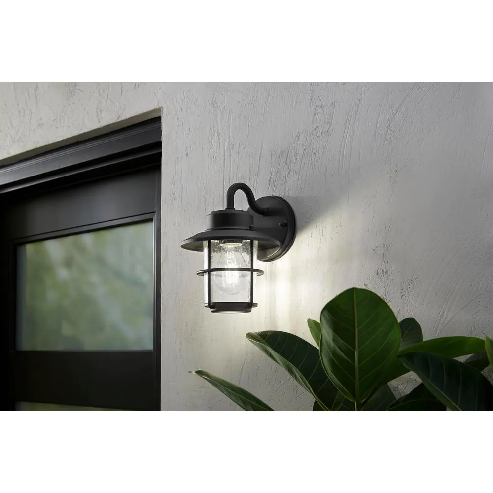 Hampton Bay 1-Light Black Outdoor Wall Lantern Sconce (2-Pack)