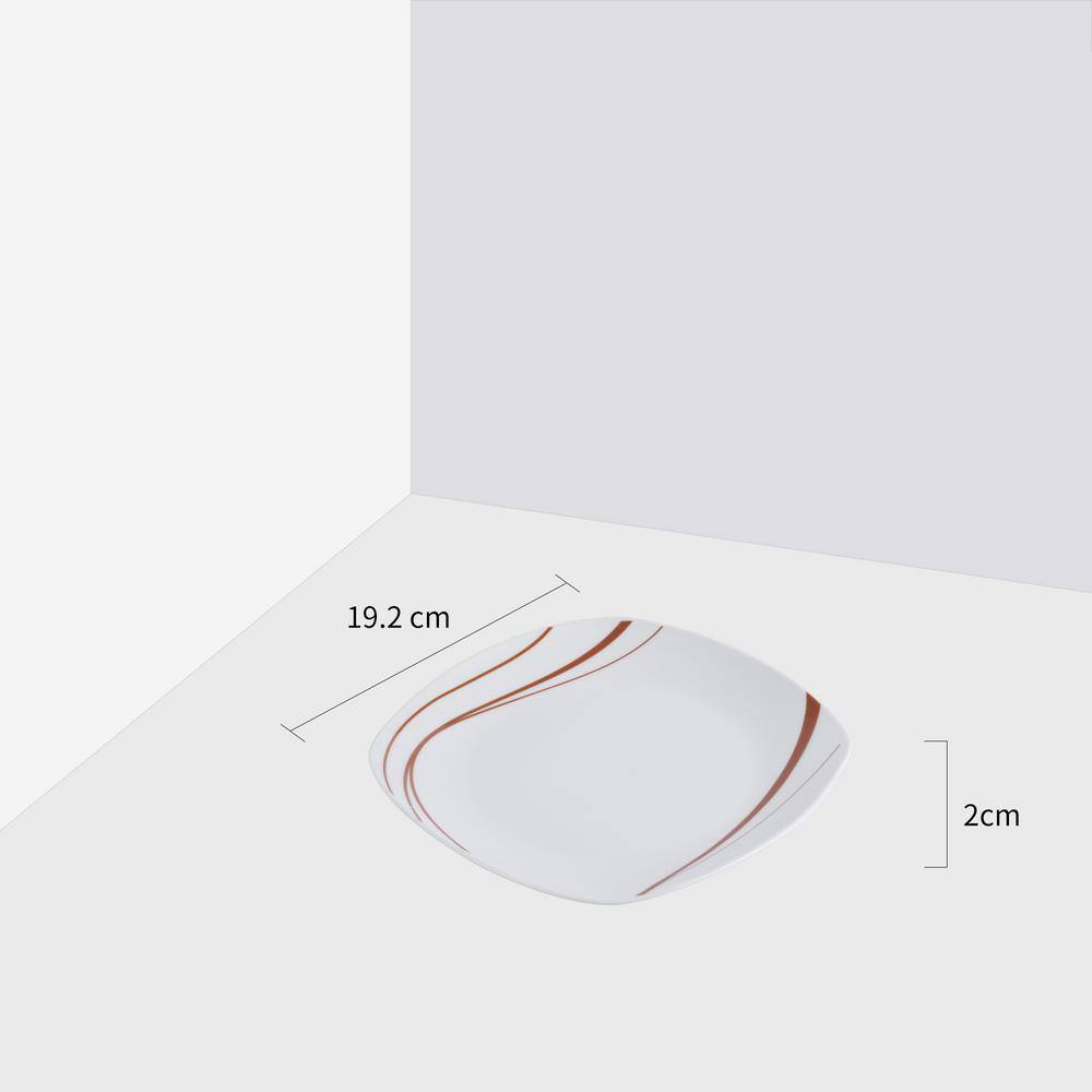 VEWEET Bonnie 30-Piece Ivory White Brown Lines Porcelain Dinner Set with Dessert Soup Dinner Plates Cups Service for 6