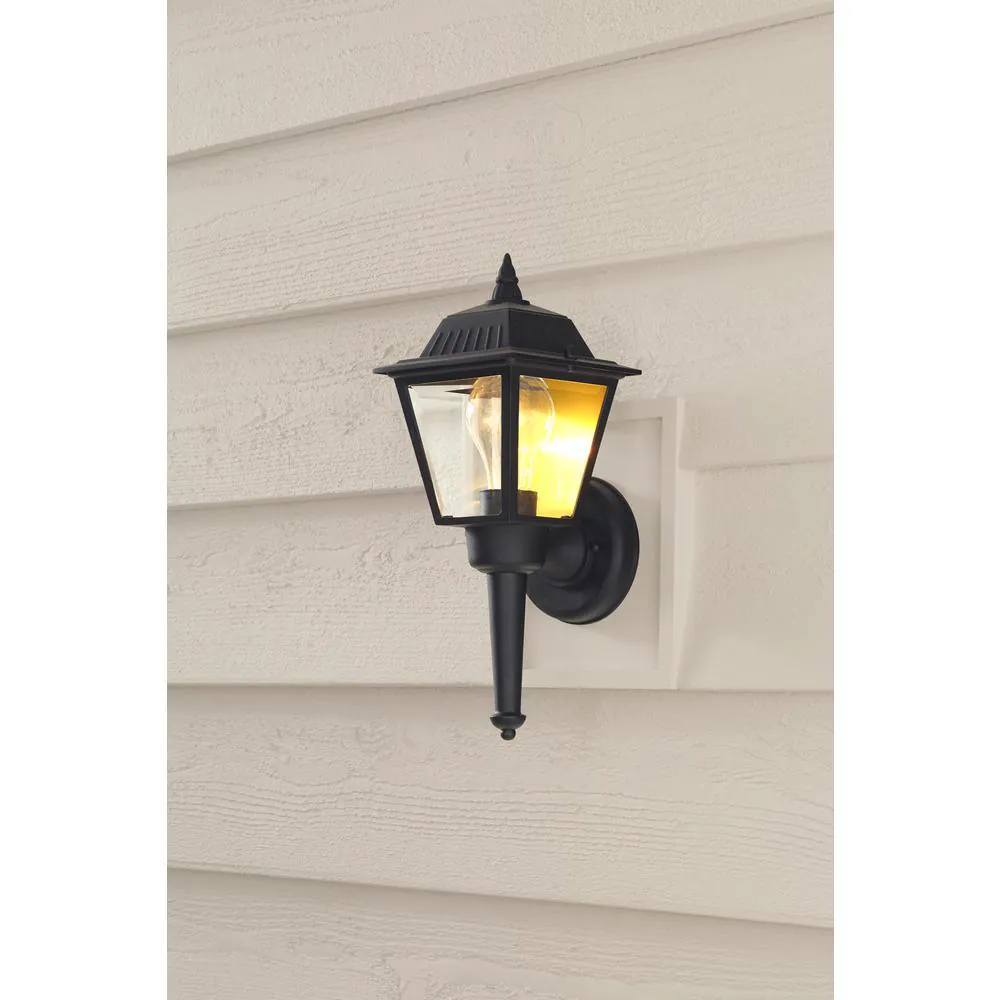 None 1-Light Black Outdoor Wall Light Fixture with Clear Glass