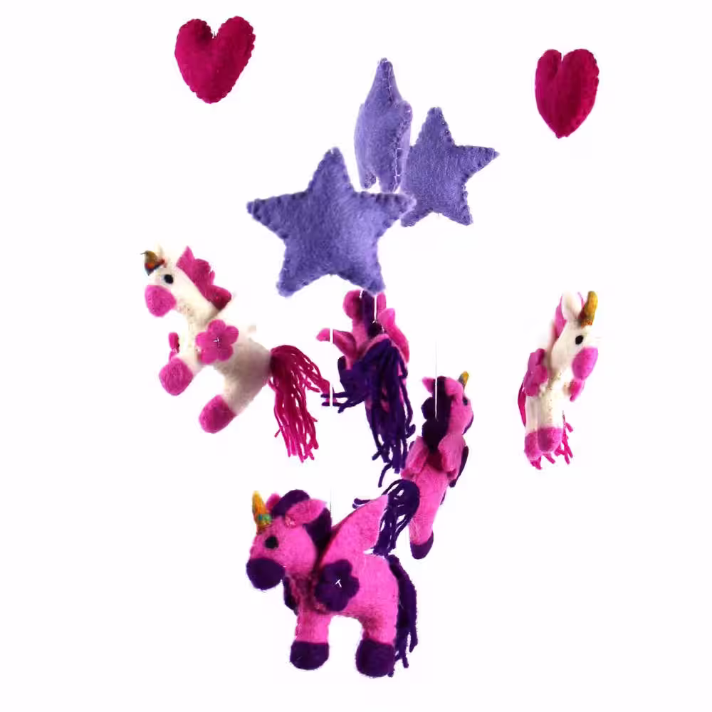 Global Crafts Unicorn Baby Nursery Felt Mobile