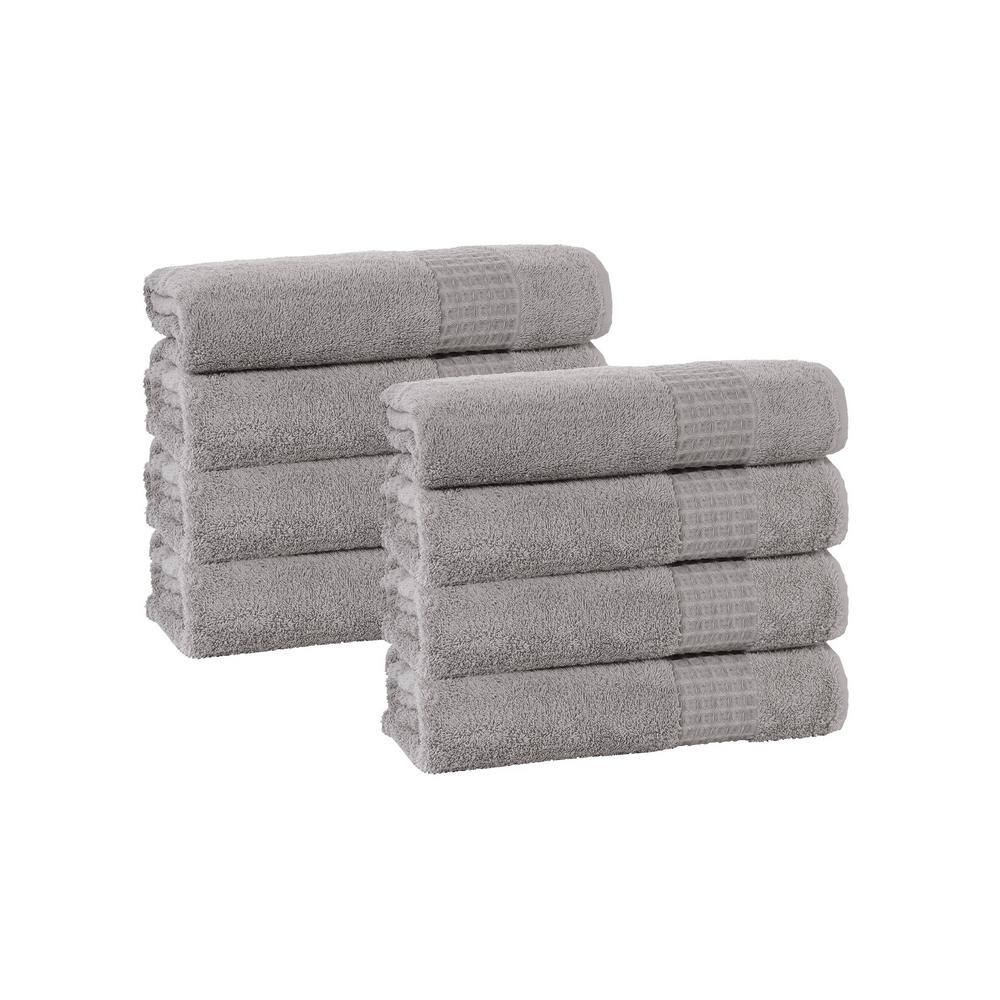 None Ela 8-Pieces Silver Turkish Cotton Hand Towels