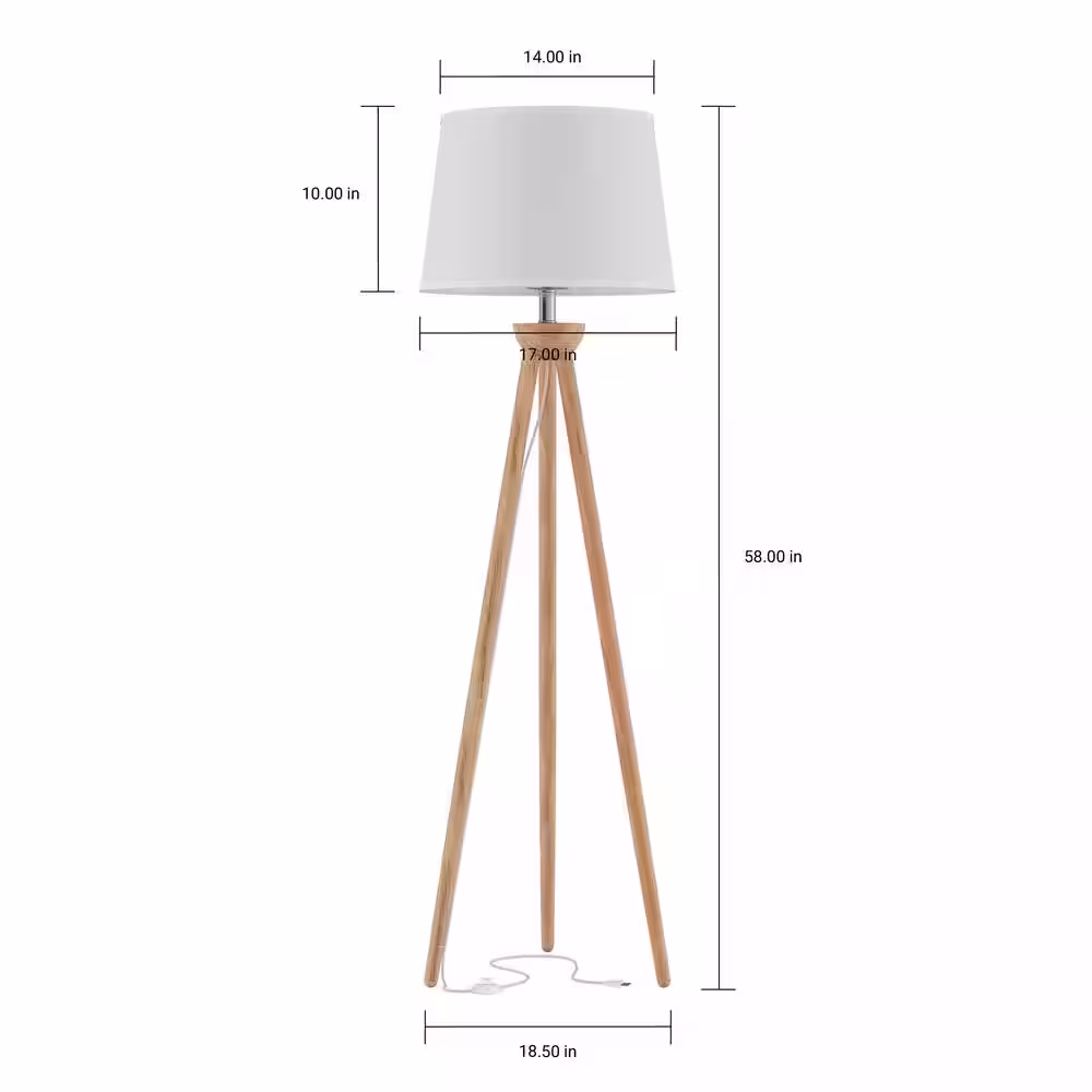 None 58 in. Natural Oak Floor Lamp with Shade